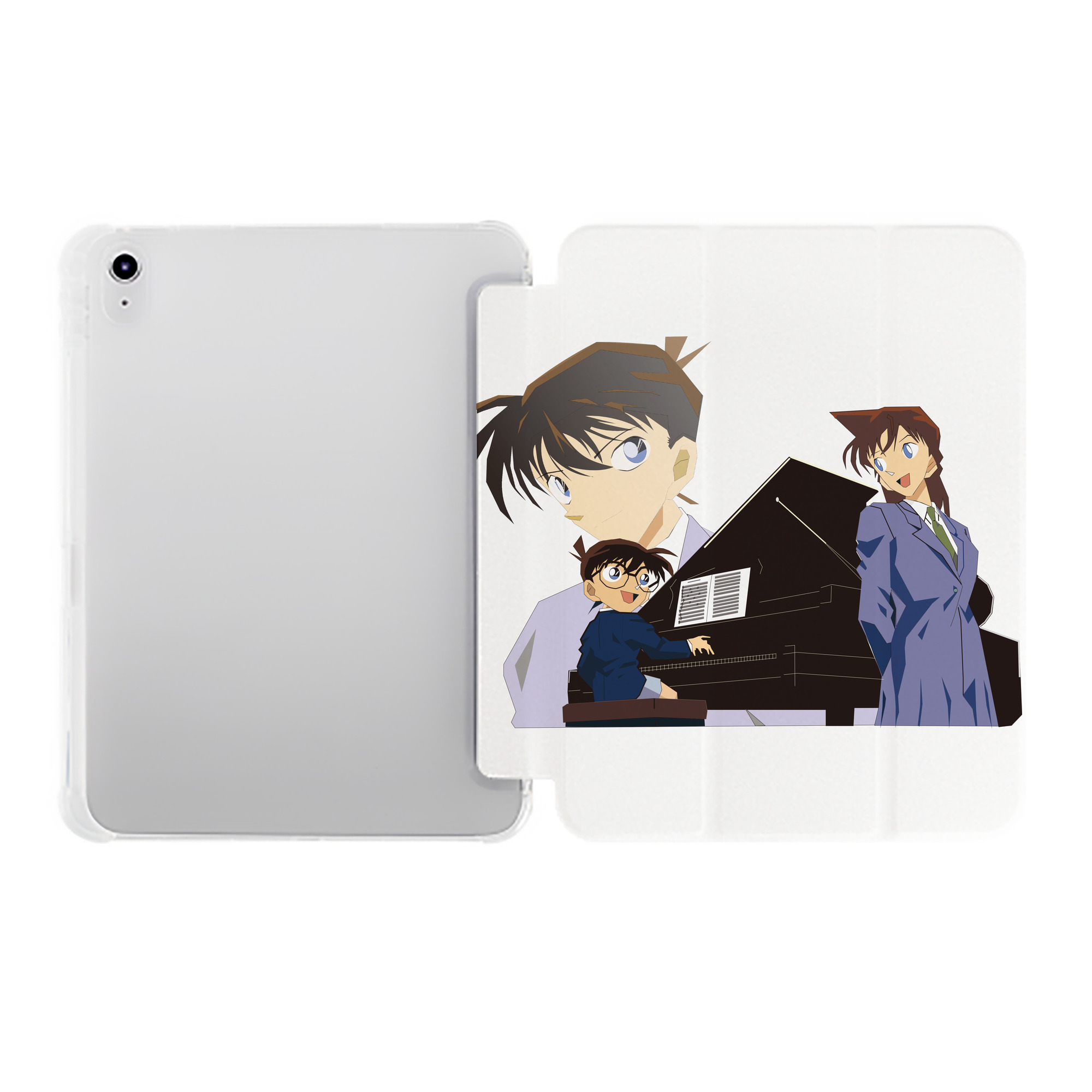 （画像用） 名探偵コナン 毛利 蘭 もうり らん、モーリ ラン Detective Conan Rachel Moore IPad ケース ペン収納付き 三つ折りスタンド PUレザー×シリコン 対応機種9.5/10.5/10.9インチ